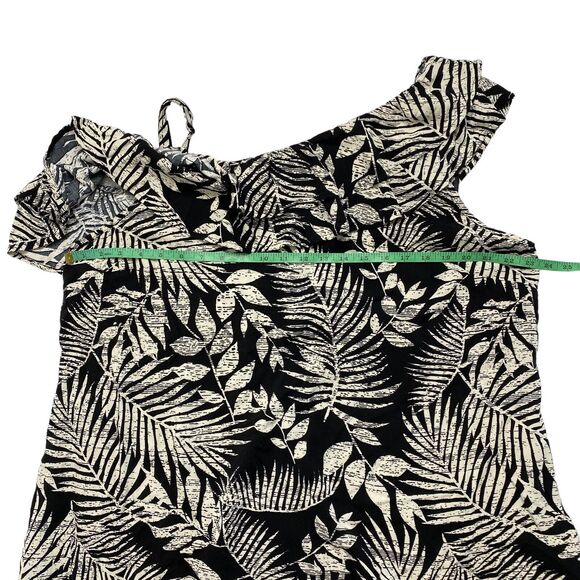 CITY CHIC Black Ivory Tropical Leaf Print Off The Shoulder Top Size XXL 24 Strap - Picture 8 of 9
